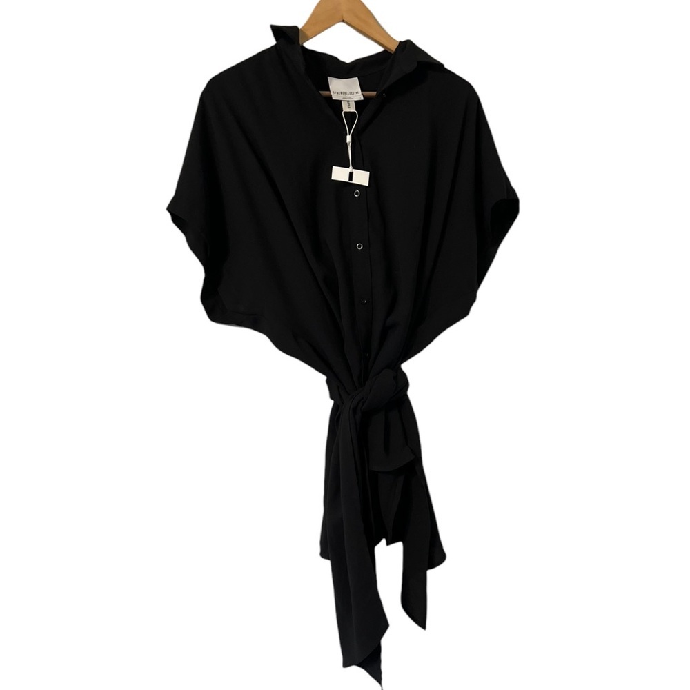 NWT C/MEO Collective Black Button Down Wrap Top Shirt